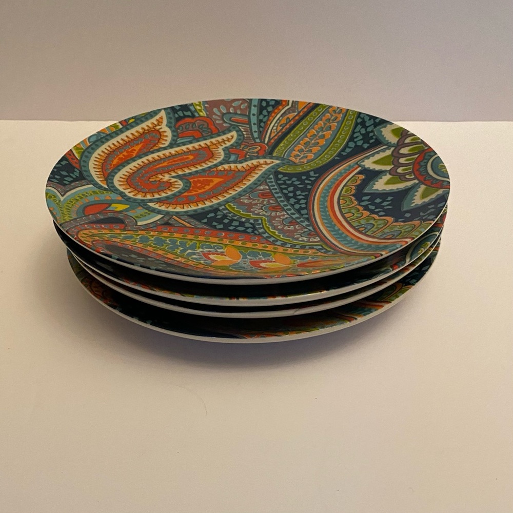Pottery Barn Ana Paisley Patterned Salad Plates - Multicolor - Set of 4